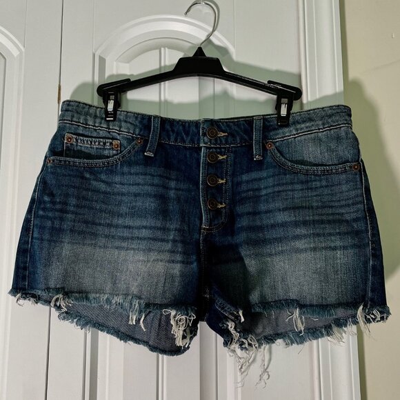 Lucky Brand Button Front Cut-Off Med/Dark Wash Shorts (30) New With Tag - Picture 6 of 11